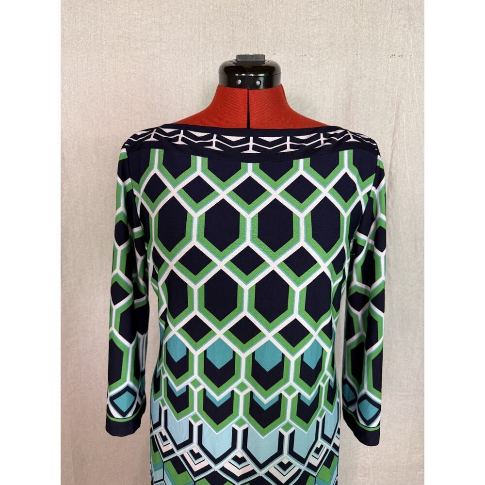 Sandra Darren Womens Size 10 Jersey Shift Dress Geometric Pattern D227 - Picture 2 of 12